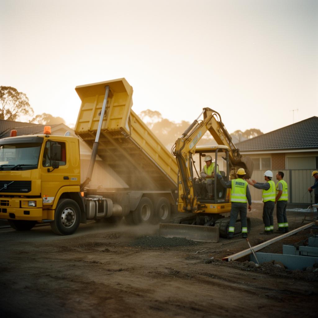 A-Grade equipment being delivered on site in Adelaide at golden hour